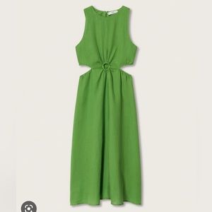 Mango Green Cutout Midi Dress M